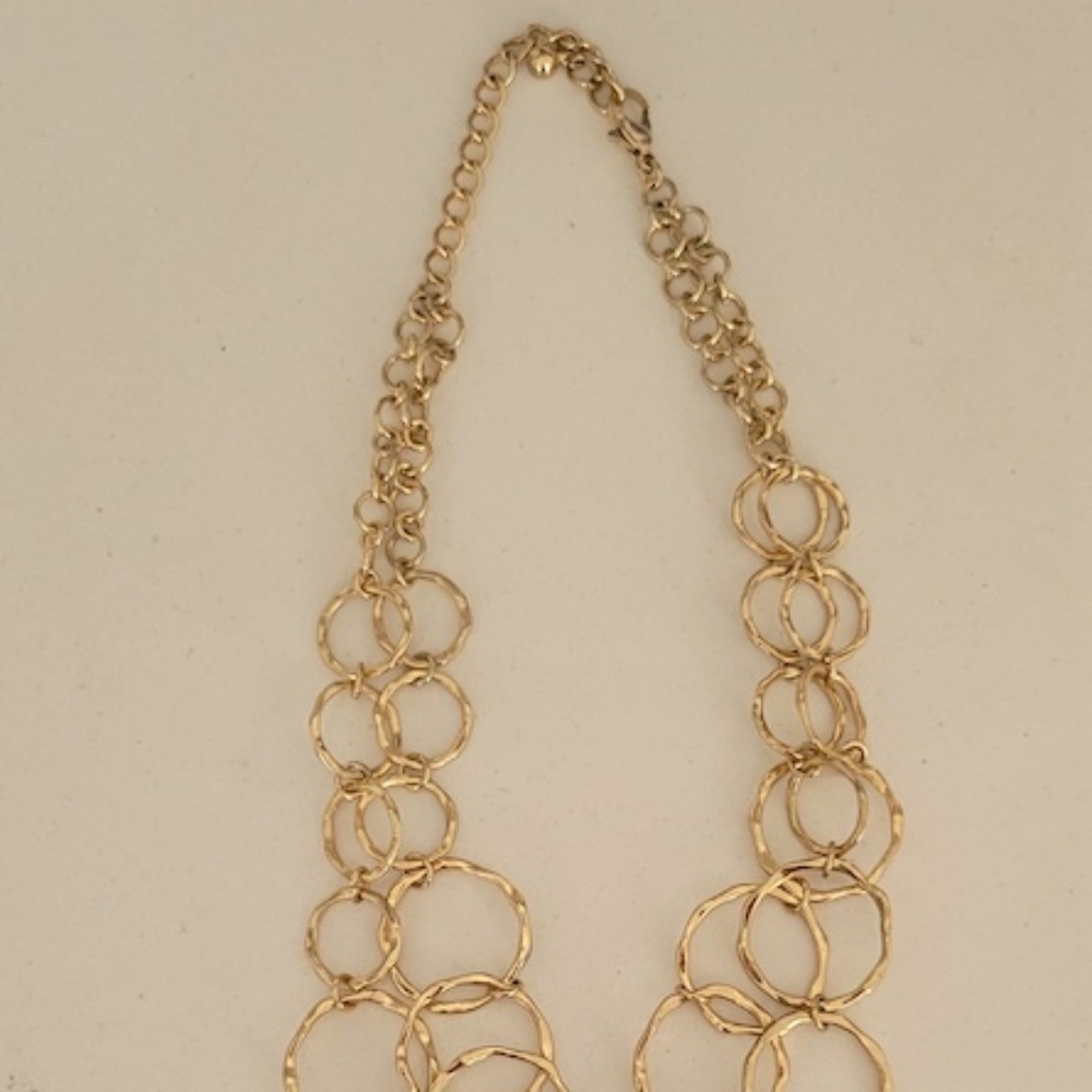 Gold Tone Double-Chain Statement Necklace
